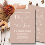 Blush roze moderne script in één simpele bruiloft kaart<br><div class="desc">Blush roze moderne script in één eenvoudige minimalistische Kaart voor huwelijksuitnodiging. Viel je speciale dag om met deze elegante en mooie huwelijksuitnodigingskaart om je speciale gelegenheid te verfraaien. Alle teksten zijn vooraf geregeld zodat u zich gemakkelijk en snel kunt personaliseren met uw eigen details. Als je nog meer aanpassingen of...</div>