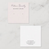 Blush Roze Moderne Sieraden Oorbel Display Vierkante Visitekaartje (Voorkant / Achterkant)