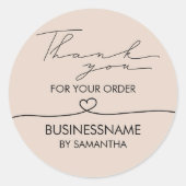 Blush roze moderne simpele dank voor uw bestelling ronde sticker (Voorkant)