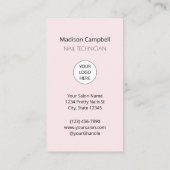 Blush Roze Moderne Sociale Icoon QR Code Nagels Visitekaartje (Achterkant)