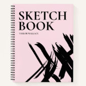 Blush roze Moderne streken Gepersonaliseerde Sketc Notitieboek (Voorkant)