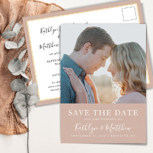 Blush Roze Moderne Typografie Eenvoudige Foto Brui Aankondigingskaart