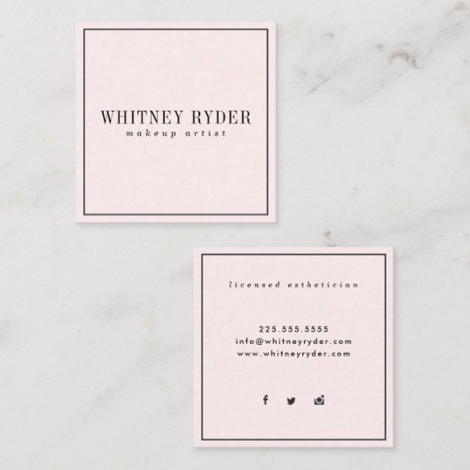 Blush roze moderne Visitekaartjes (Voorkant / Achterkant)