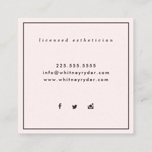 Blush roze moderne Visitekaartjes (Achterkant)