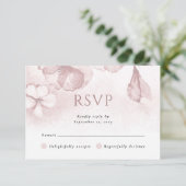 Blush Roze Moderne Waterverf Bloemen Huwelijk RSVP Kaartje (Staand voorkant)