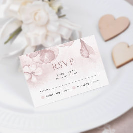 Blush Roze Moderne Waterverf Bloemen Huwelijk RSVP Kaartje