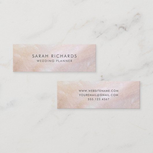 Blush Roze Moeder van de Parel Shell Mini Visitekaartje (Voorkant / Achterkant)