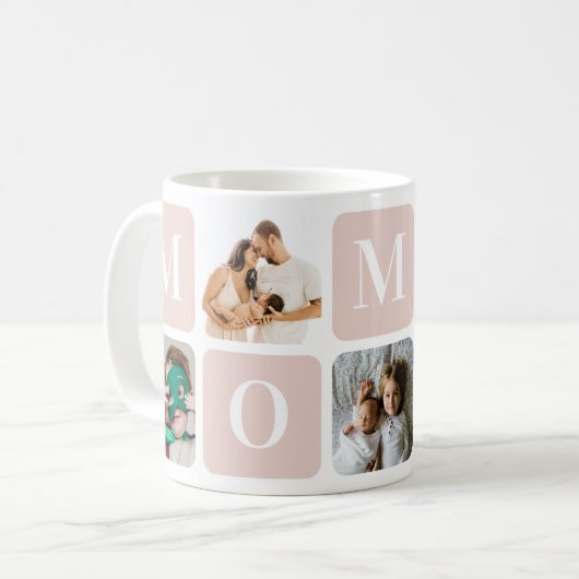 Blush Roze Moederdag Foto Collage Mok (Voorkant links)