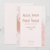 Blush Roze Monochromatische Waterverf Bruiloft Kaart (Voorkant / Achterkant)