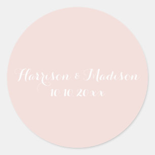 Blush roze Monogram aangepast huwelijksfeest Ronde Sticker