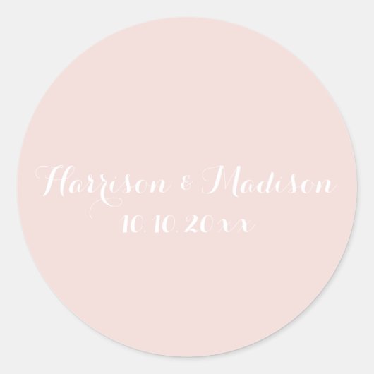 Blush roze Monogram aangepast huwelijksfeest Ronde Sticker (Voorkant)