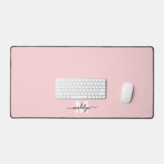 Blush roze monogram bureaumat (Keyboard & Muis)