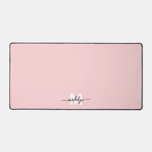 Blush roze monogram bureaumat (Voorkant)