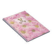 Blush Roze Monogram Daisies Foto Notitieboek (Rechterzijde)