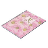 Blush Roze Monogram Daisies Foto Notitieboek (Linkerzijde)