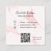 Blush roze monogram elegant QR-code Vierkante Visitekaartje (Achterkant)