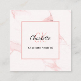 Blush roze monogram elegant QR-code Vierkante Visitekaartje