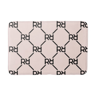 Blush Roze Monogram Elegante Luxe Meisje Slaapkame Badmat