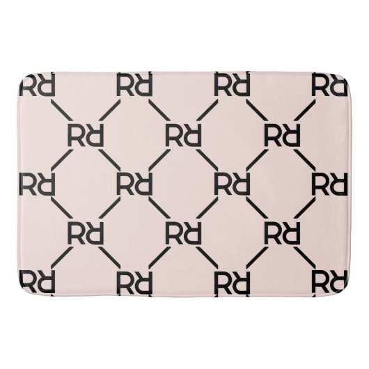 Blush Roze Monogram Elegante Luxe Meisje Slaapkame Badmat (Voorkant)