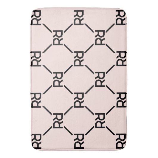 Blush Roze Monogram Elegante Luxe Meisje Slaapkame Badmat (Voorkant Verticaal)