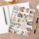 Blush roze monogram fotocollage planner