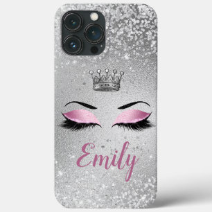 Blush roze monogram Glitter Eyes Case-Mate iPhone Case