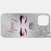 Blush roze monogram Glitter Eyes Case-Mate iPhone Case (Achterkant (horizontaal))