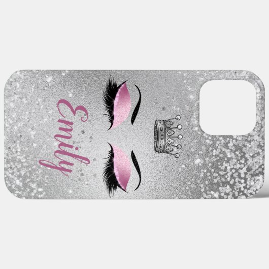 Blush roze monogram Glitter Eyes Case-Mate iPhone Case (Achterkant (horizontaal))