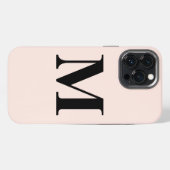 Blush Roze Monogram Initiaal Aangepaste Naam Class iPhone Hoesje (Achterkant horizontaal)
