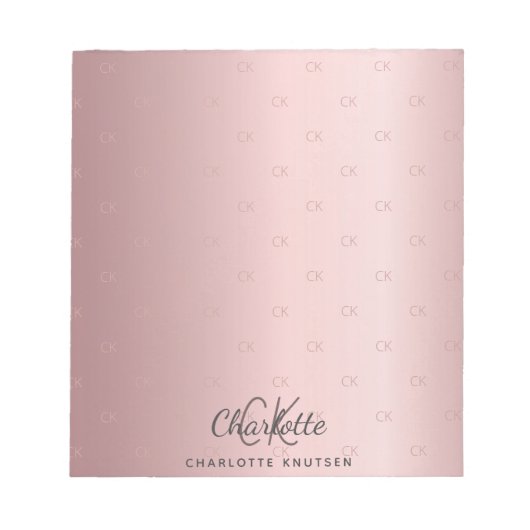 Blush roze monogram initiaal naam elegant notitieblok (Voorkant)