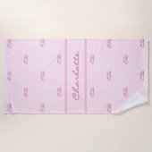 Blush roze monogram initiaal patroonnaam strandlaken (Voorkant)