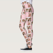 Blush Roze Monogram met Custom 3 Fotocollage Leggings (Links)