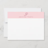 Blush Roze Monogram Minimalistische Elegante Sjabl Notitiekaartje (Voorkant)