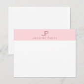 Blush Roze Monogram Minimalistische Elegante Sjabl Notitiekaartje (Voorkant / Achterkant)