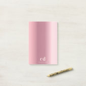 Blush roze monogram naam post-it® notes (Op bureau)