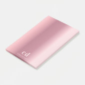 Blush roze monogram naam post-it® notes (Schuin)