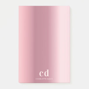 Blush roze monogram naam post-it® notes