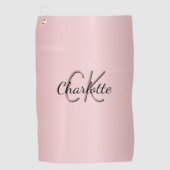 Blush roze monogram name script golfhanddoek (Voorkant)