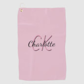 Blush roze monogram name script golfhanddoek (Voorkant)