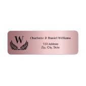 Blush roze monogram return address label (Voorkant)