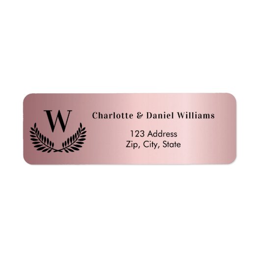 Blush roze monogram return address label (Voorkant)