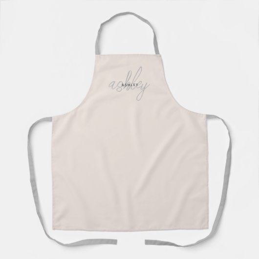 Blush roze monogram schort (Voorkant)