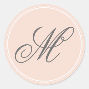 Blush roze monogram stickers