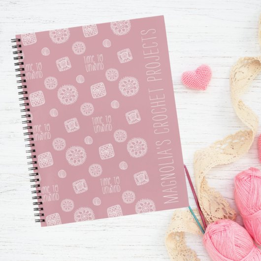Blush roze monogram Tijd tot Unwind Crochet Notitieboek