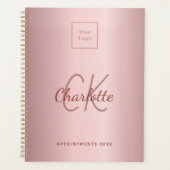 Blush roze monogram zakelijk logo planner (Voorkant)