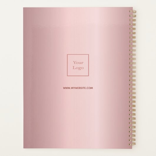 Blush roze monogram zakelijk logo planner (Achterkant)