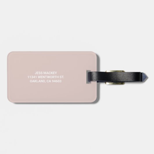 Blush Roze Monogramme Initialen Trendy Bagagelabel (Achterkant horizontaal)