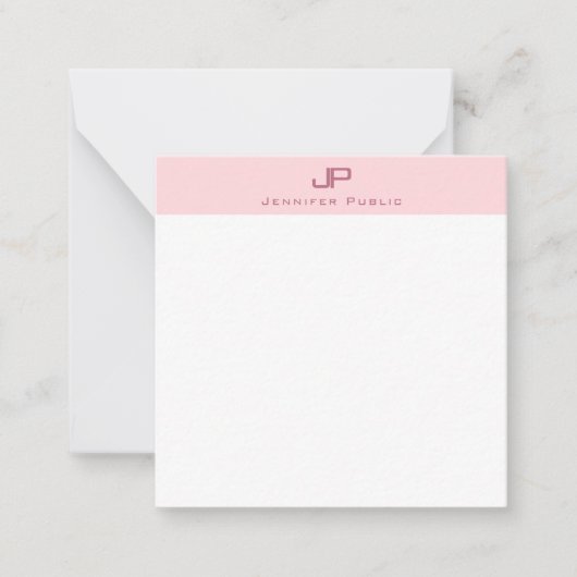 Blush Roze Monogrammed Eenvoudige Moderne Sjabloon (Voorkant)