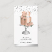 Blush Roze mosterd Floral Cake Pastry Chef Bakery Visitekaartje (Voorkant)