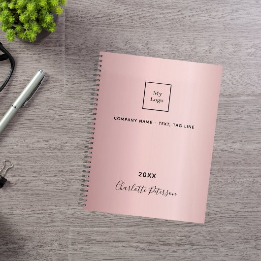 Blush roze naam business logo elegant 2026 planner